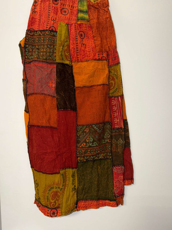 Cotton Patchwork Wide Leg Pants