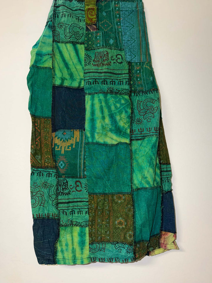 Cotton Patchwork Wide Leg Pants