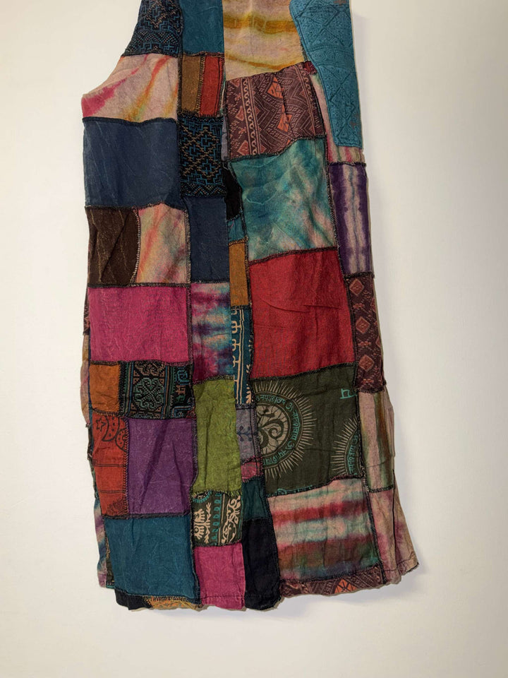Cotton Patchwork Wide Leg Pants