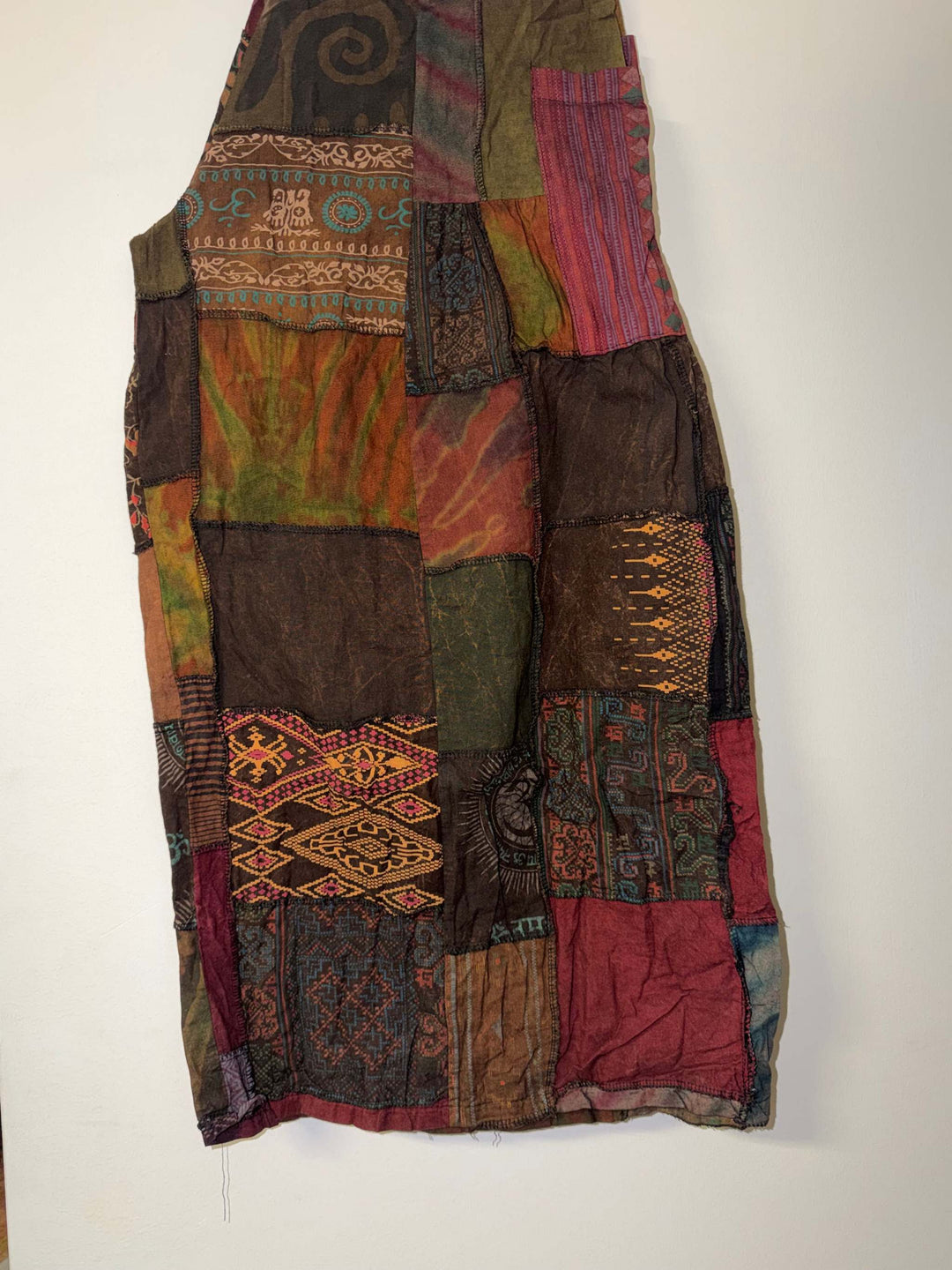 Cotton Patchwork Wide Leg Pants