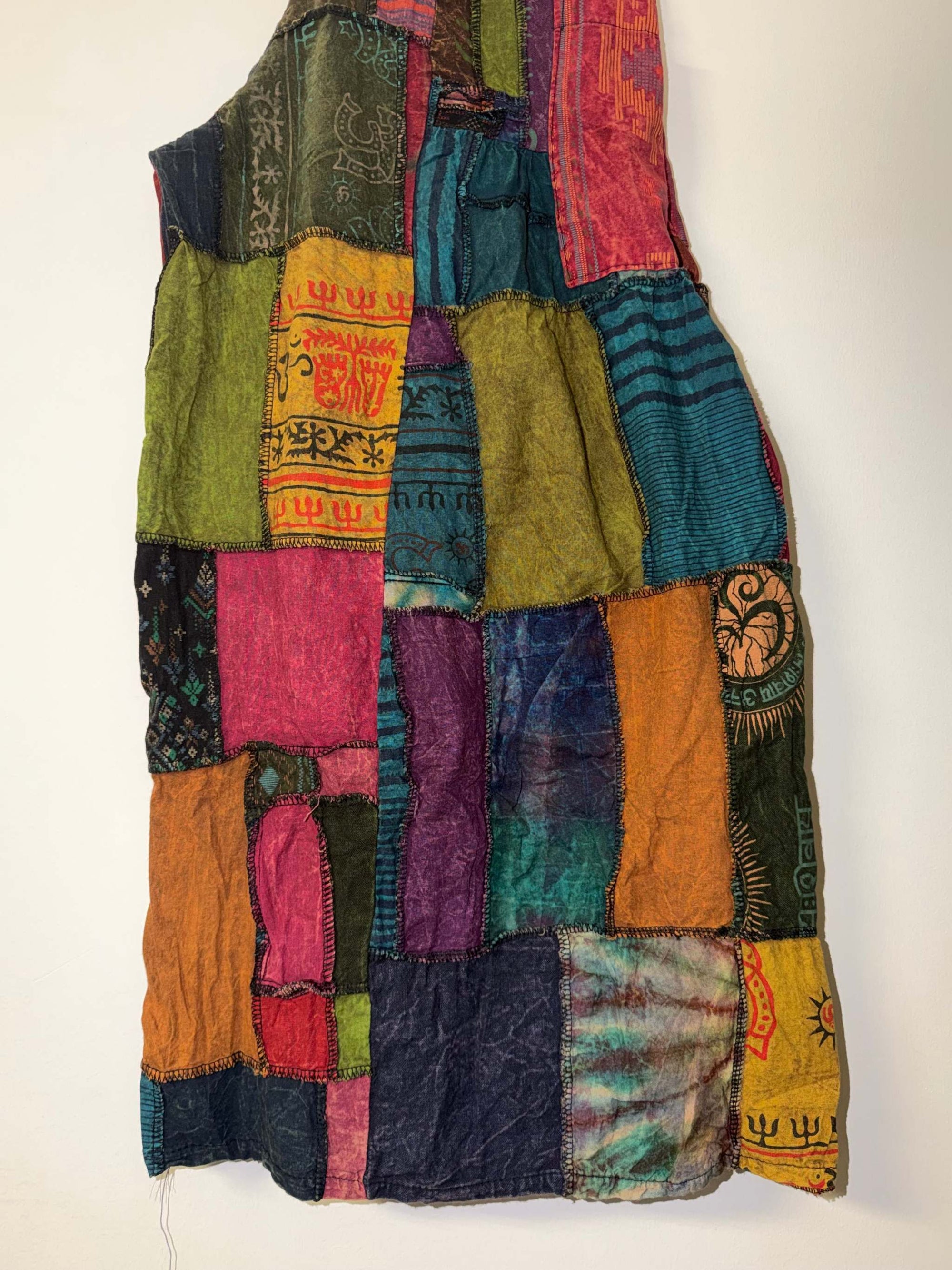 Cotton Patchwork Wide Leg Pants