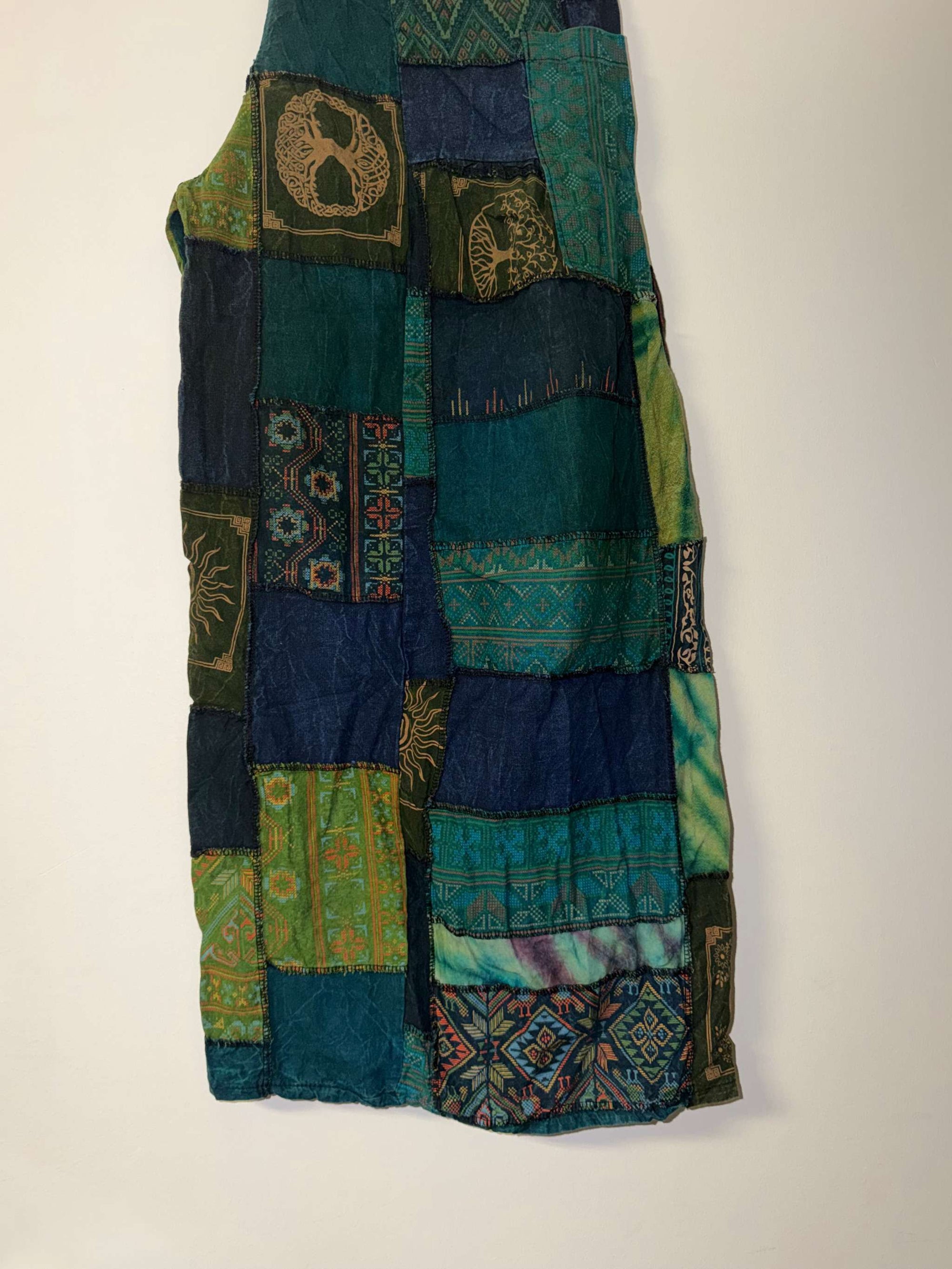 Cotton Patchwork Wide Leg Pants