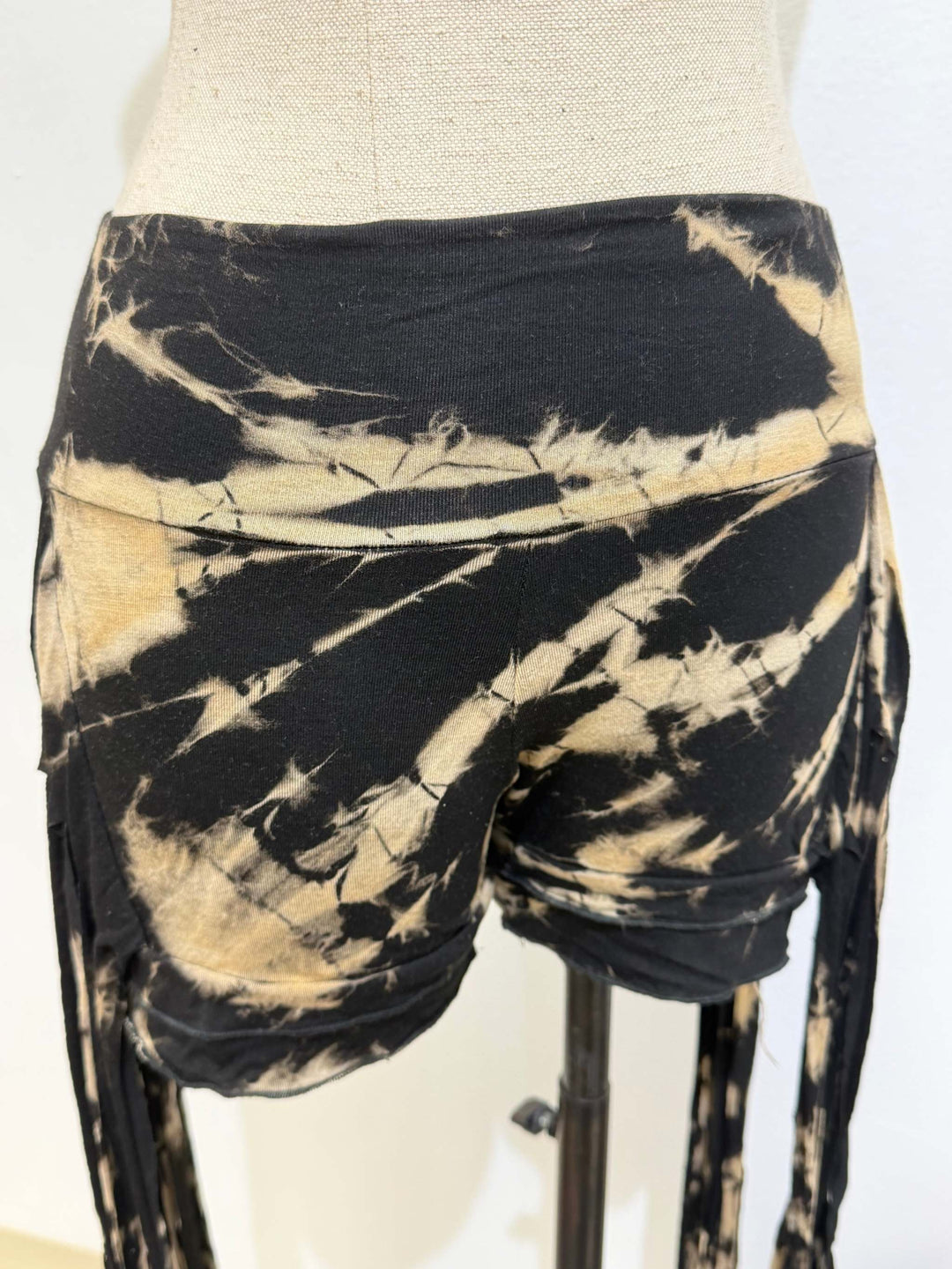 Spandex tie-dye Long Fringed Booty Shorts