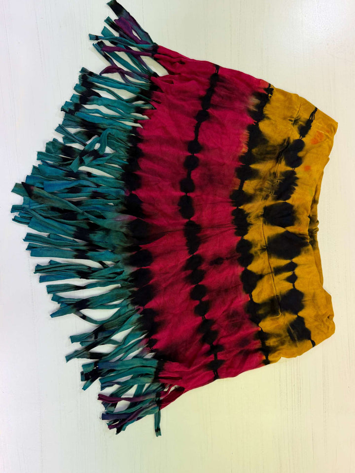 High Waisted Tie-Dye Fringe Shorts