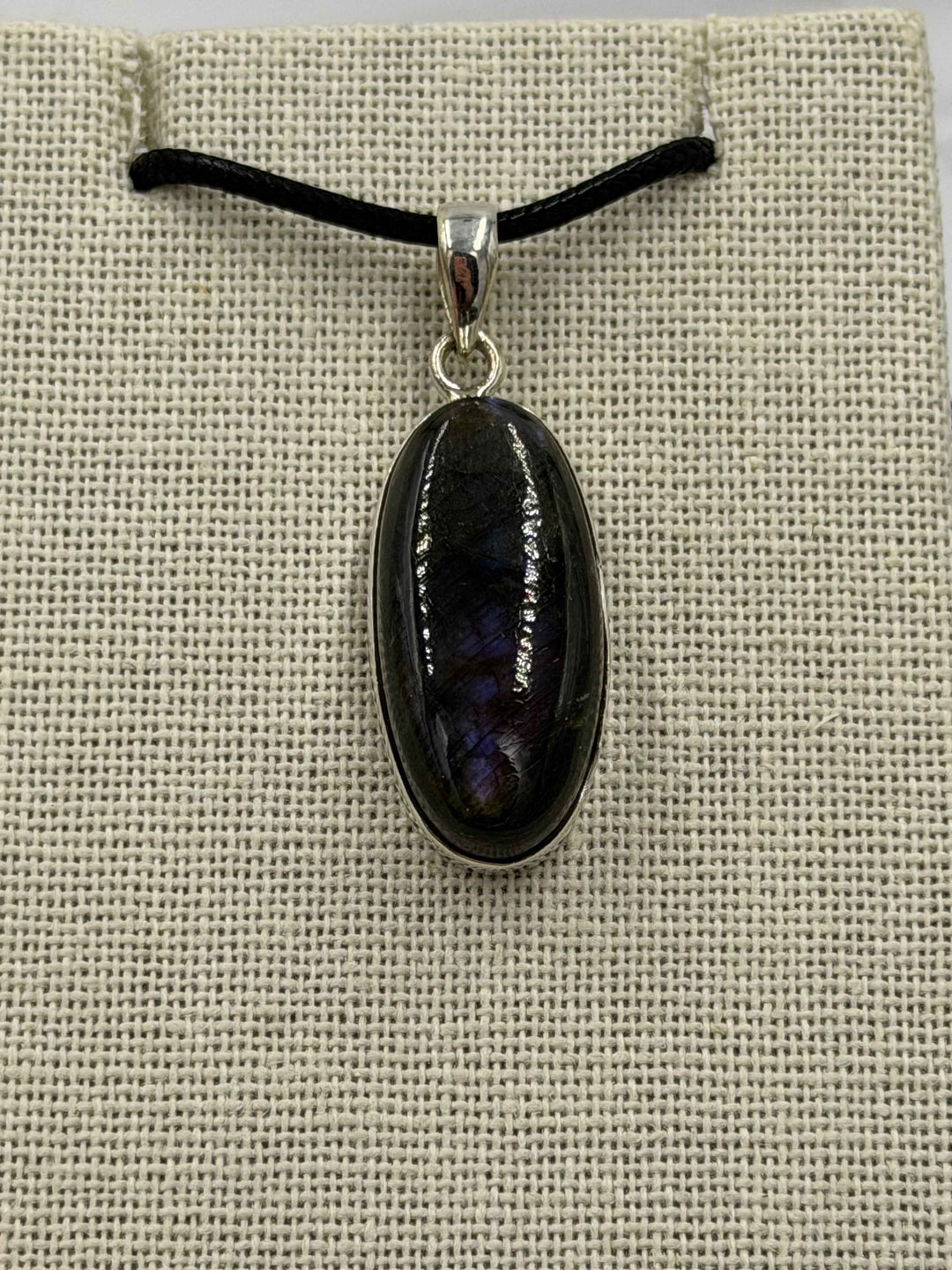 Sterling Silver Oval Spectrolite Pendant Size 2