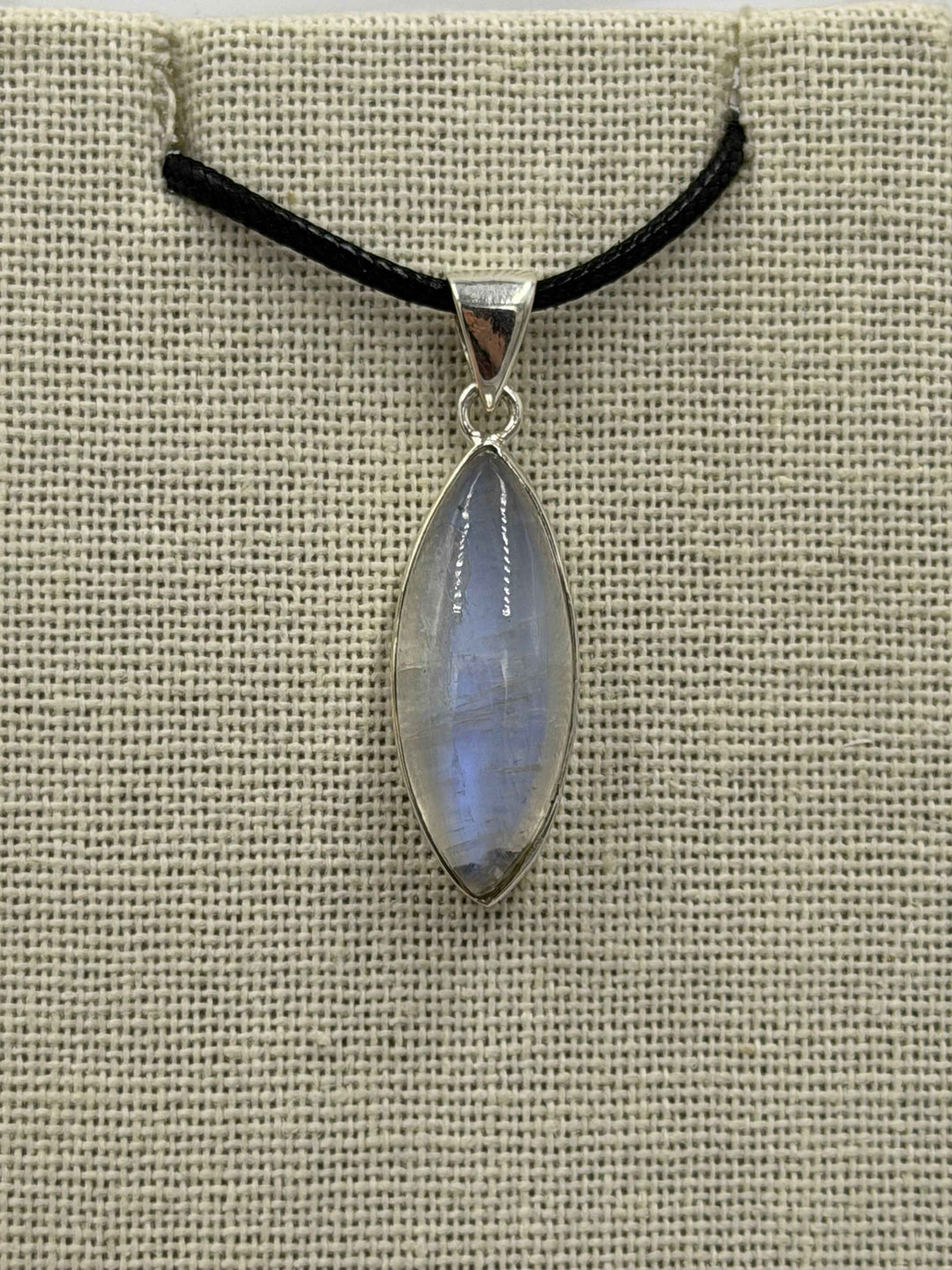 Sterling Silver Marquise Rainbow Moonstone Pendant