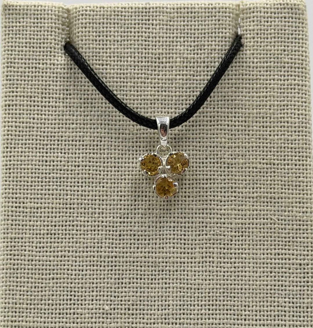 Sterling Silver Triple Round Citrine Pendant