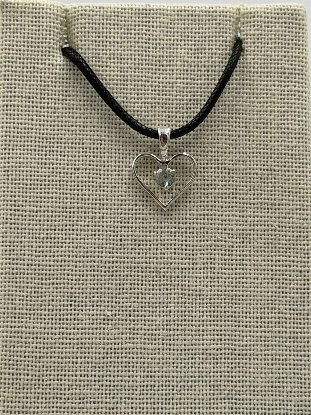Sterling Silver Heart Aquamarine Pendant
