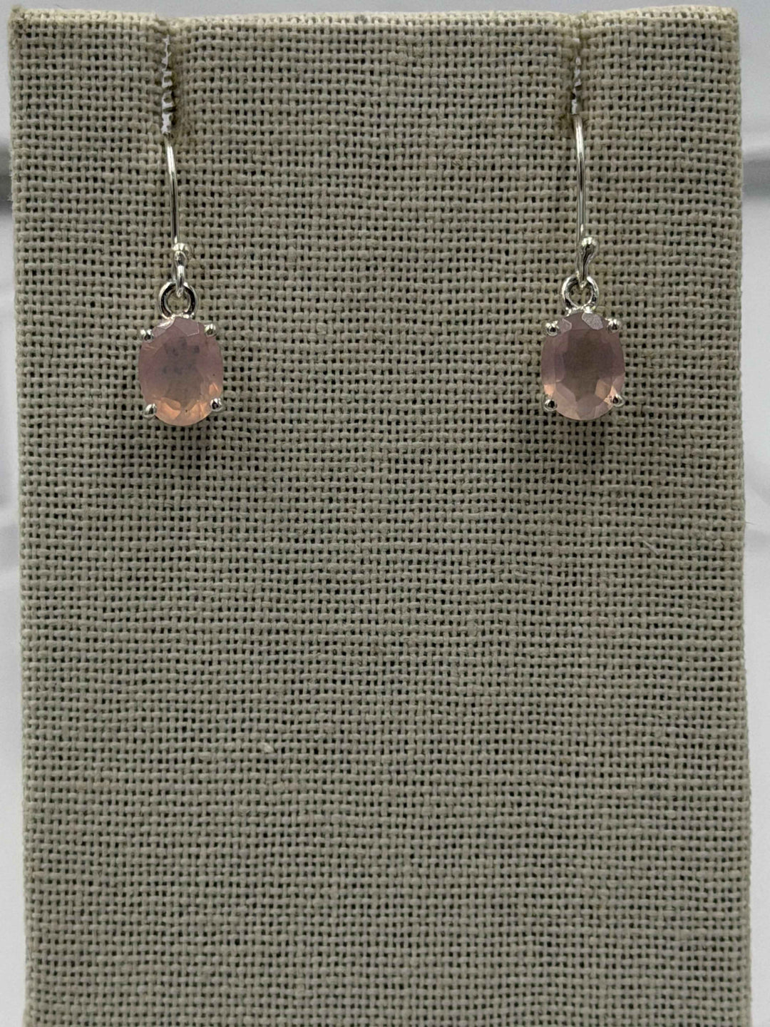 Sterling Silver Rose Oval Quartz Dangle Earrings