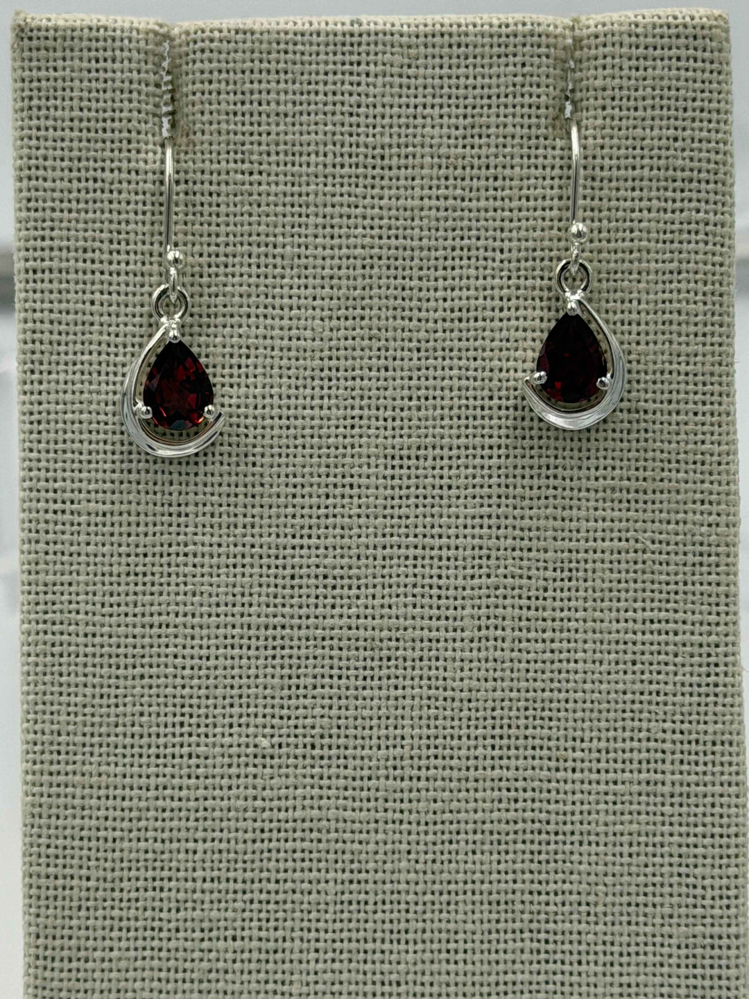 Sterling Silver Teardrop Garnet Dangle Earrings