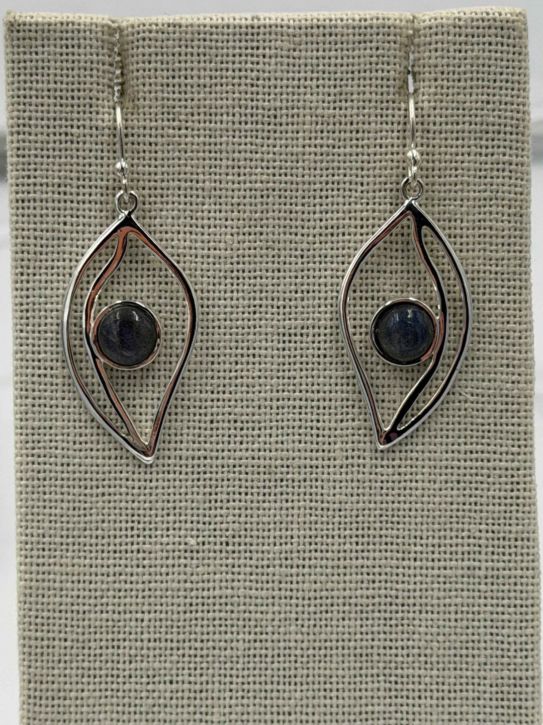 Sterling Silver Open Leaf Labradorite Dangle Earrings