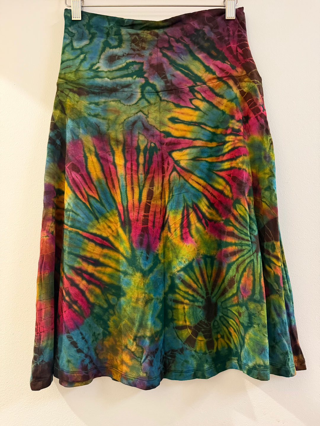 Mid-Length Tie-Dye Spandex A Line Skirt