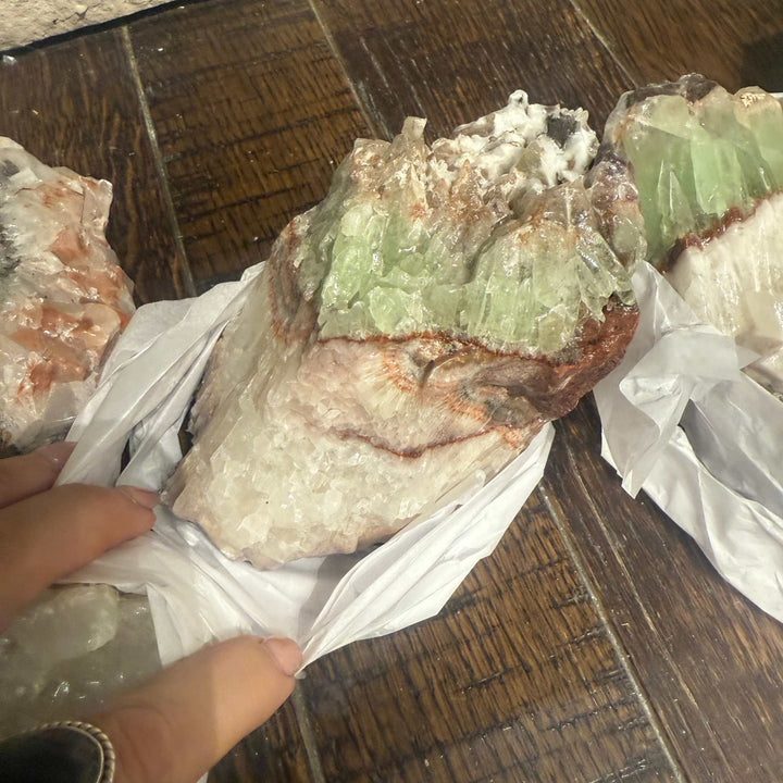 Green Calcite with White Calcite Specimen (Active Paradigm Shifts)