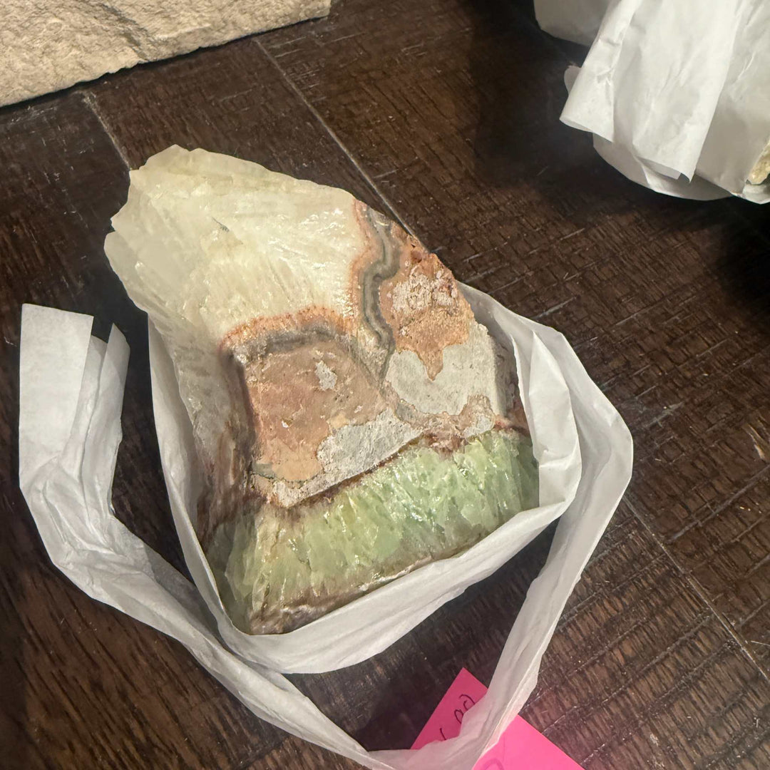 Green Calcite with White Calcite Specimen (Active Paradigm Shifts)