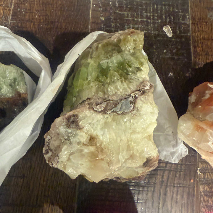 Green Calcite with White Calcite Specimen (Active Paradigm Shifts)