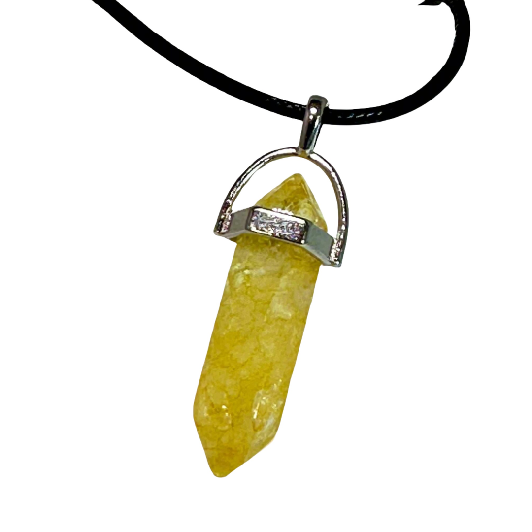 Citrine bullet point necklace with warm hue pendant, enhancing creativity and abundance.