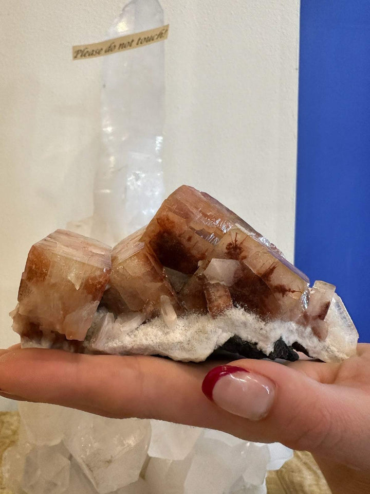 Red Apophyllite Cube with Stilbite on Matrix from Pune, India