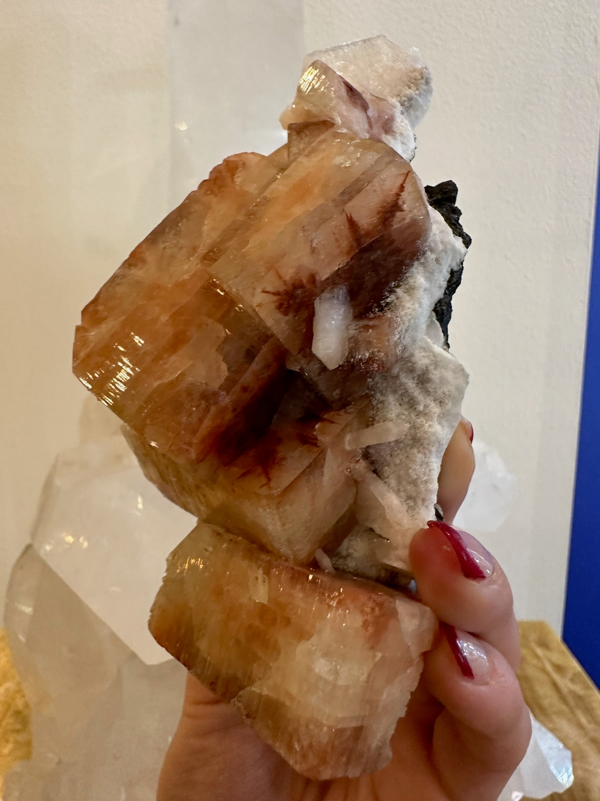 Red Apophyllite Cube with Stilbite on Matrix from Pune, India