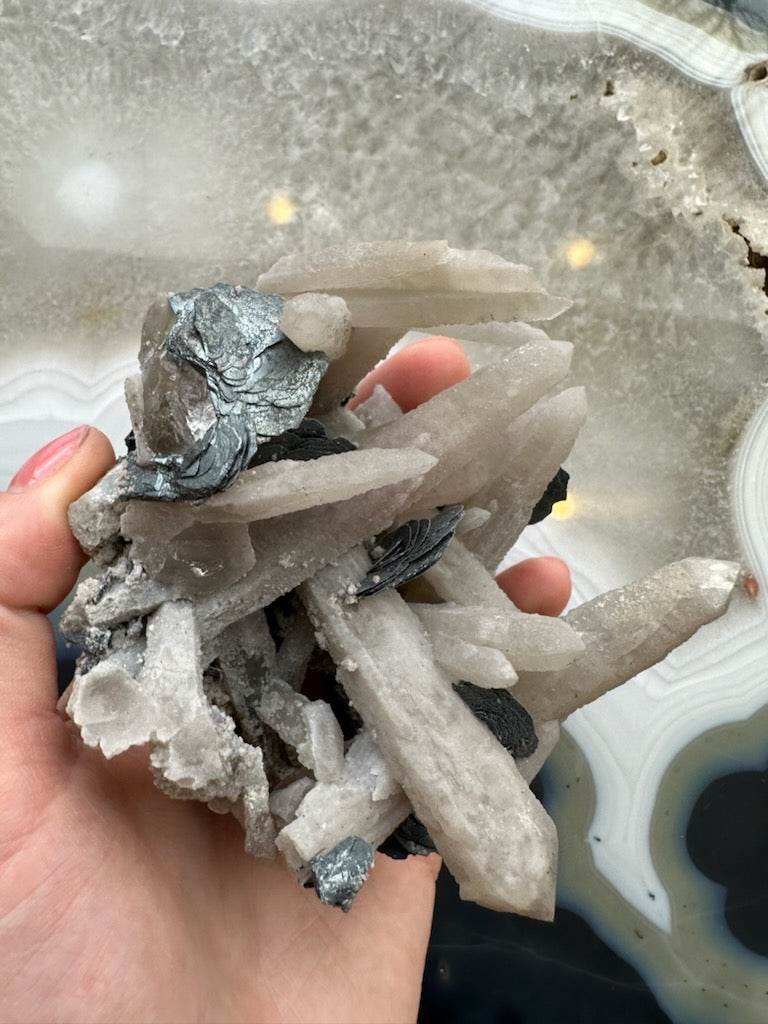 Dogtooth Calcite Cluster with Mica