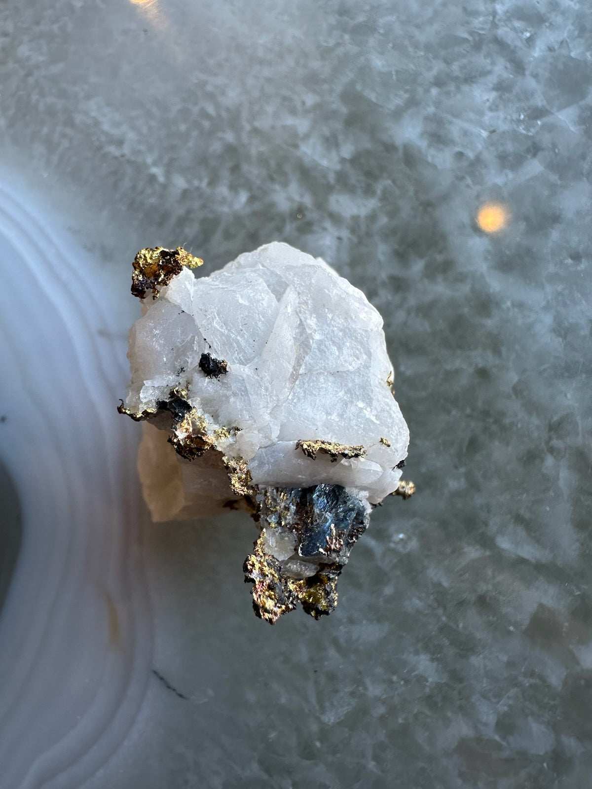 Crystalline Gold with Arsenopyrite on Quartz Sierra Co., Alleghany, California