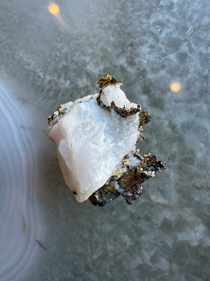 Crystalline Gold with Arsenopyrite on Quartz Sierra Co., Alleghany, California