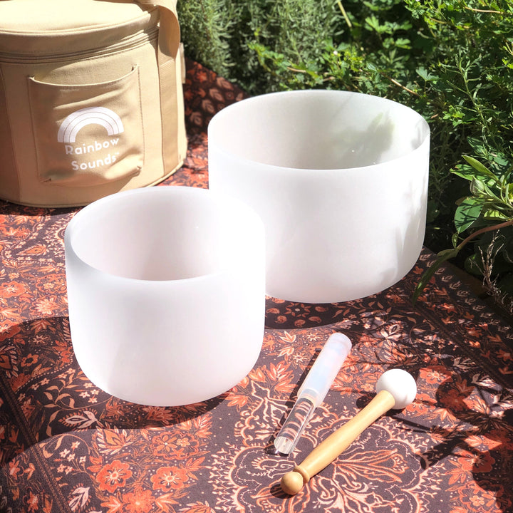 Earth &amp; Soul Stars︱Set of 2 Sound Therapy Bowls in Beige Carry Case