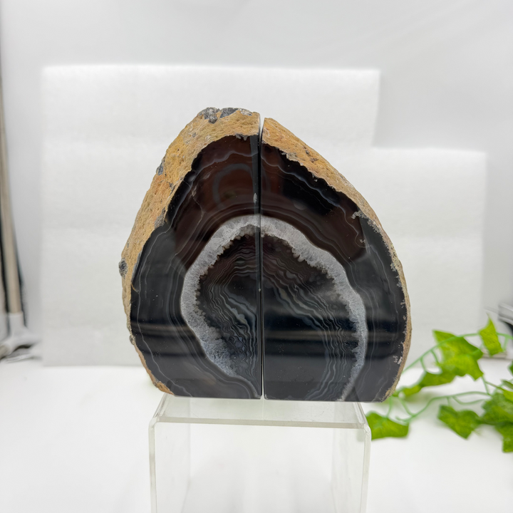 Dyed Black Agate Bookend Set