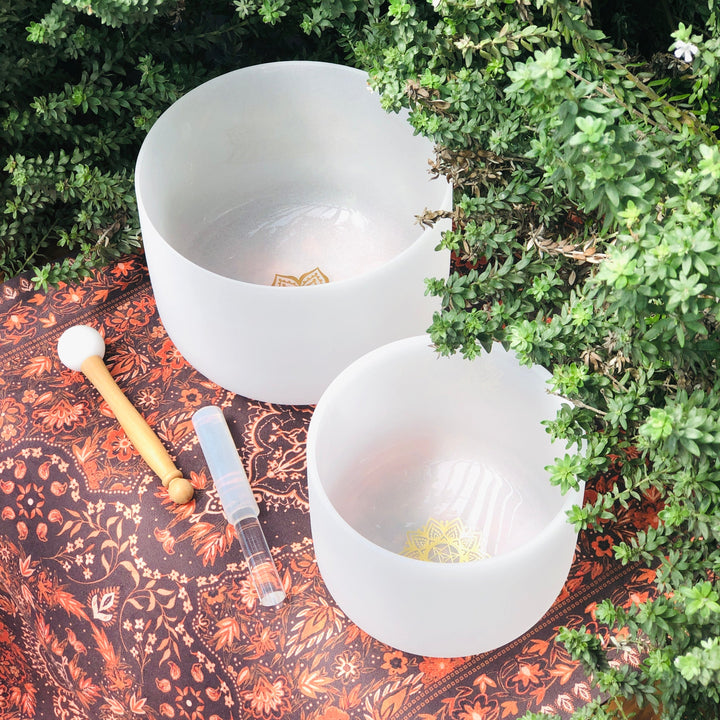 Earth &amp; Soul Stars︱Set of 2 Sound Therapy Bowls in Beige Carry Case