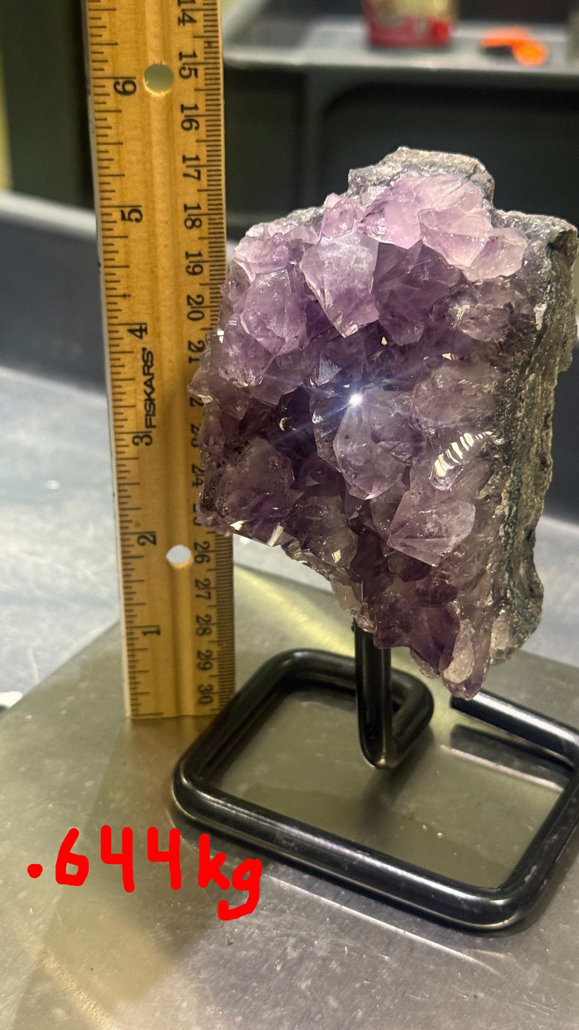 Unique Amethyst Specimen on Metal Stand (&lt;1kg)