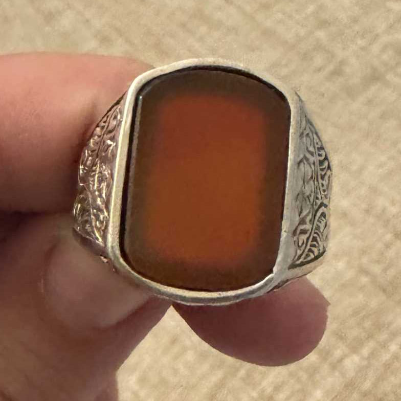 Ornate Gothic Engraved Carnelian Ring