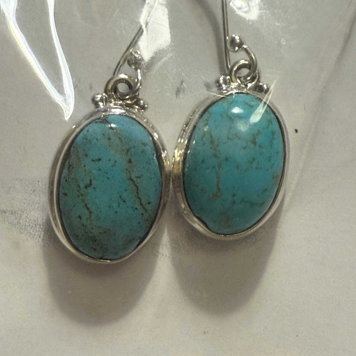 Classic Oval Turquoise Earrings in Sterling Silver