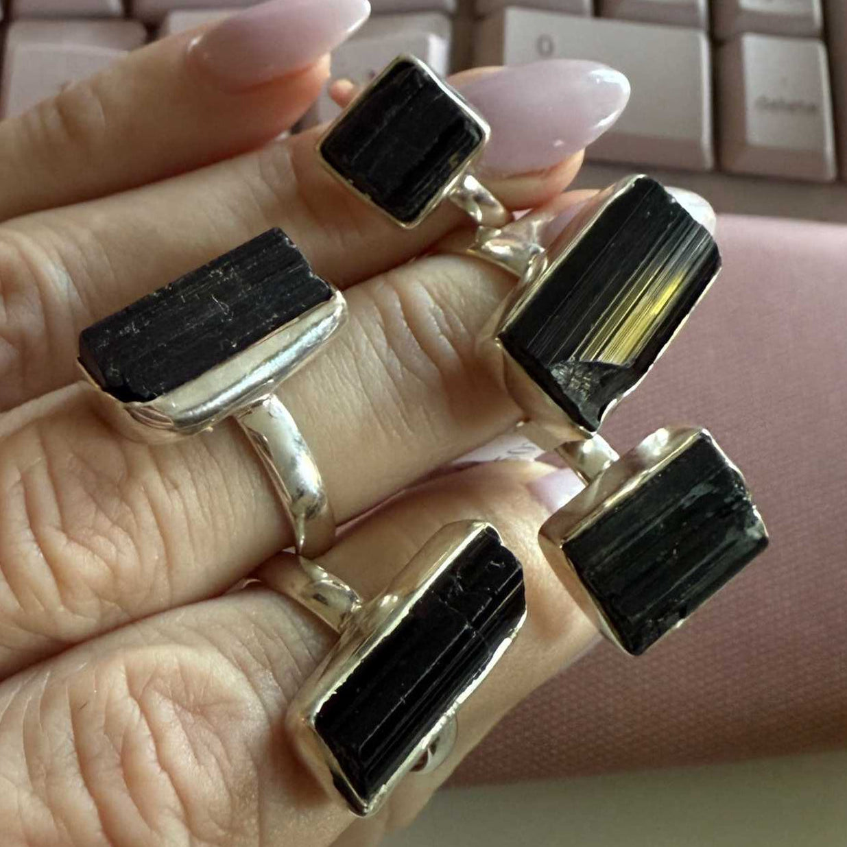 Black Tourmaline silver Ring