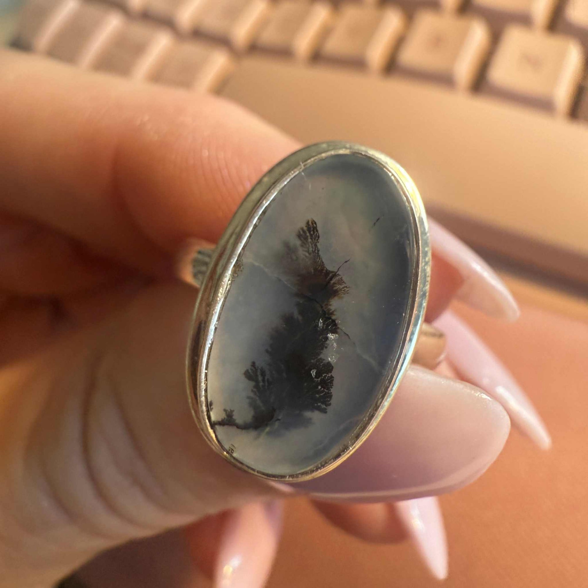 Dendritic Tree Agate Ring - Each Unique Art