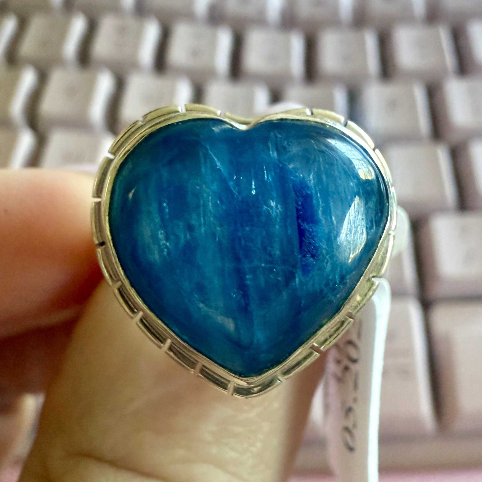 Blue Kyanite heart ring size 10