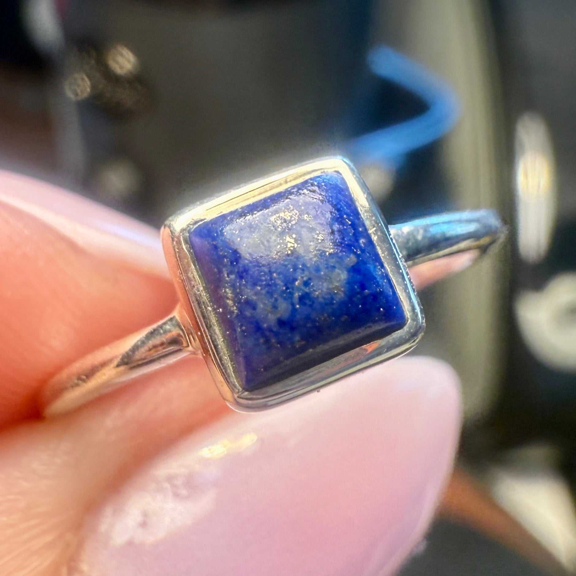 Lapis Lazuli Square Bezel Ring – Sterling Silver – Size 7