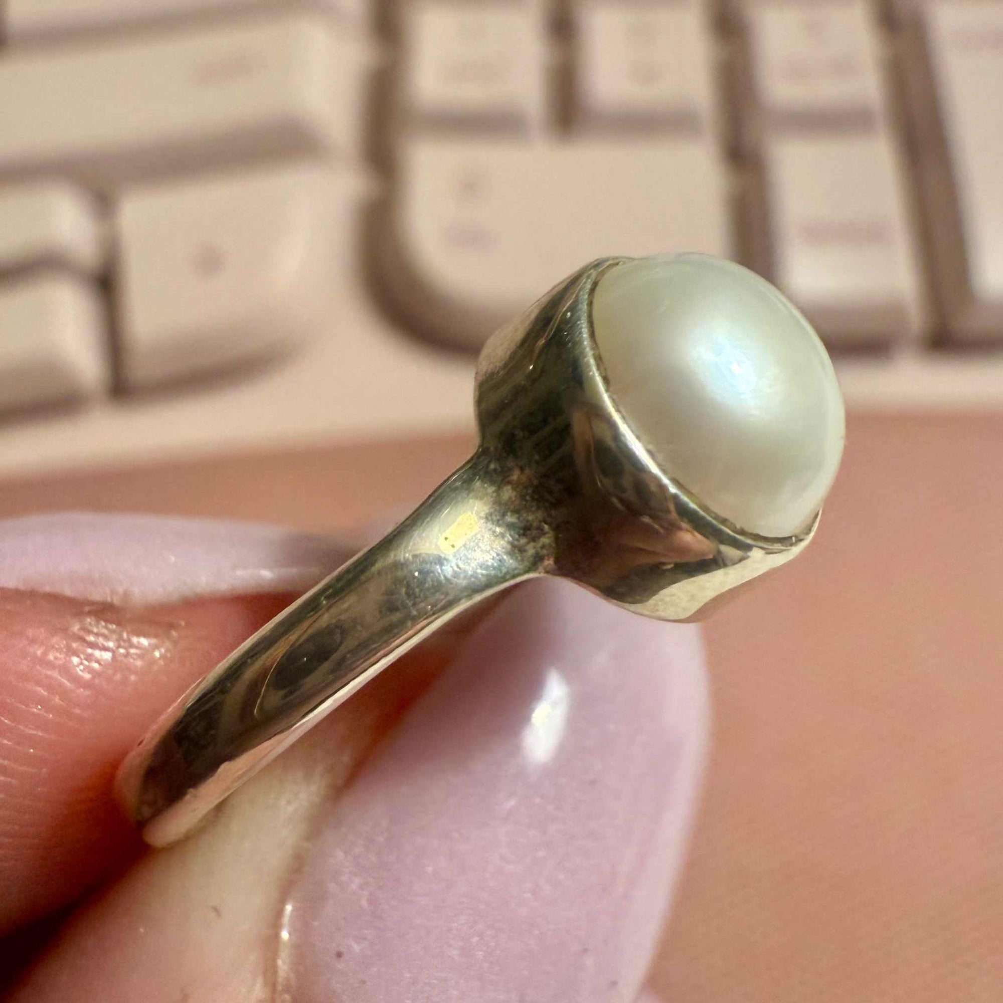 Pearl Classic Dome Ring – Sterling Silver – Size 6 &amp; 9