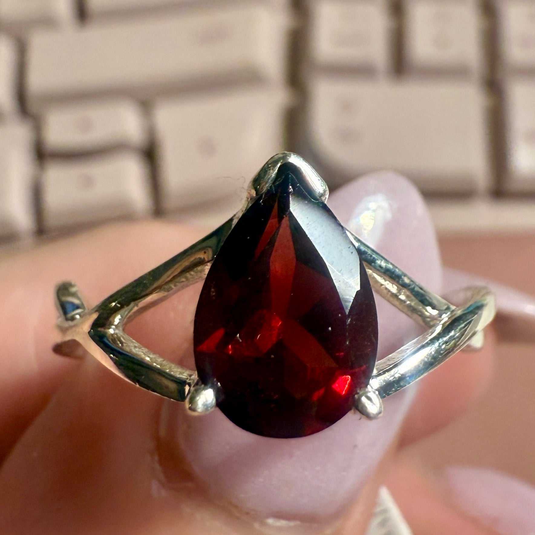 Pear-Cut Garnet Ring – Size 10