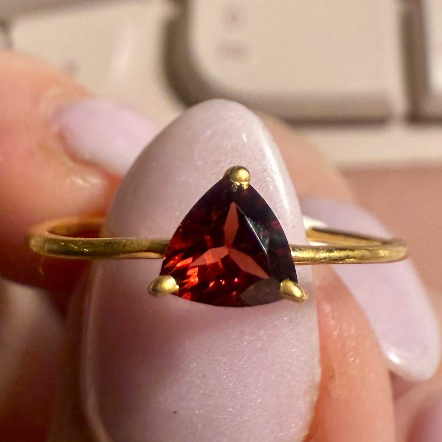 Trillion-Cut Garnet in Gold Vermeil – Sizes 6 and 7