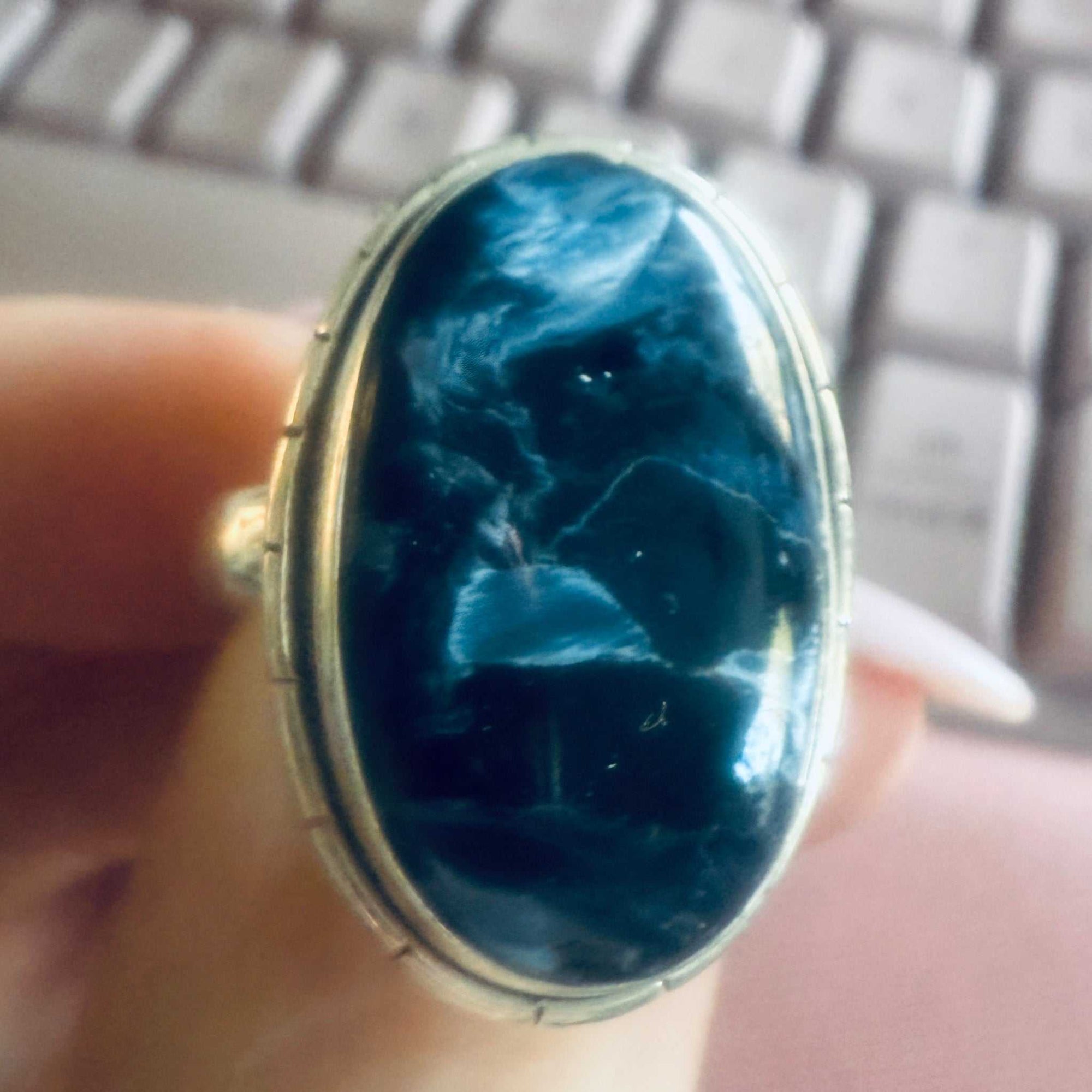 Pietersite Oval Statement Ring – Sterling Silver – Size 7