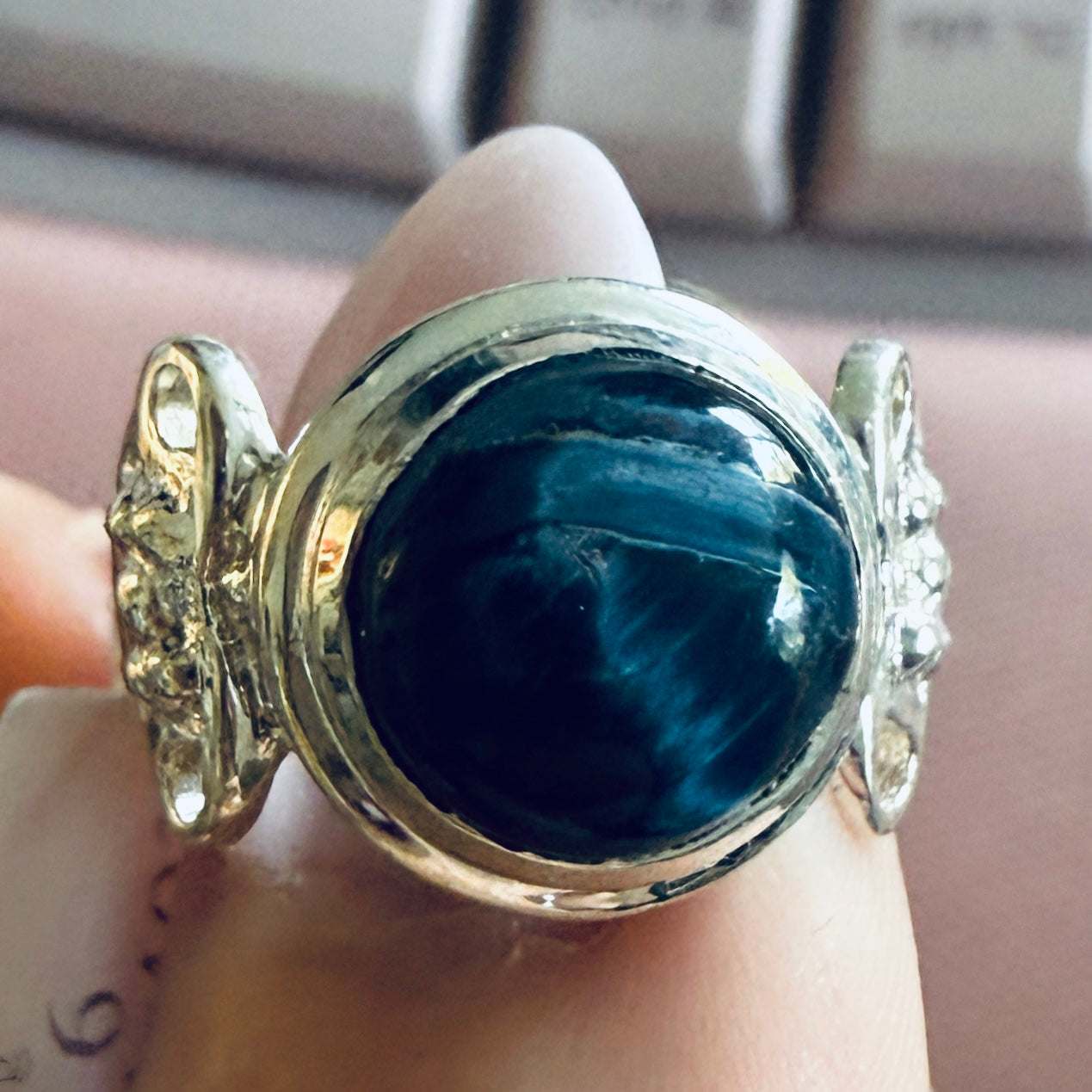 Pietersite Ornate Winged Ring – Sterling Silver – Size 6