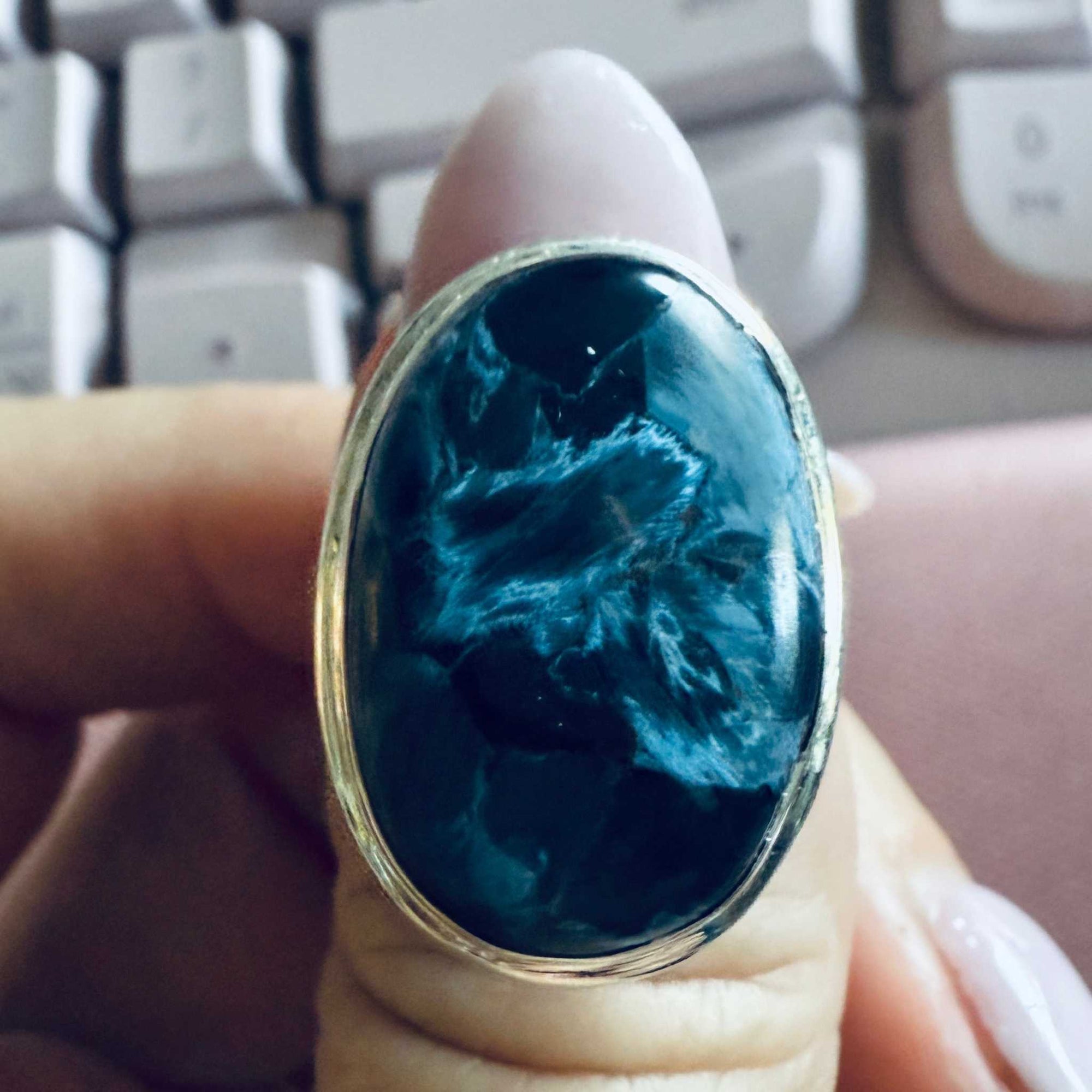 Pietersite Oval Cab Ring – Sterling Silver – Size 9