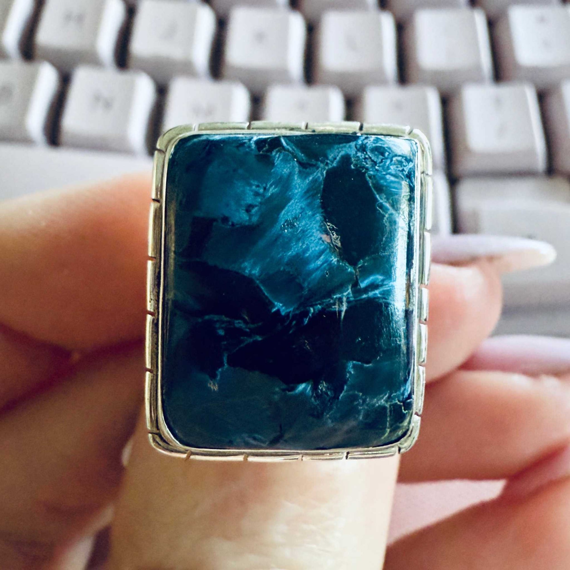 Pietersite Rectangle Ring — Sterling Silver — Size 6