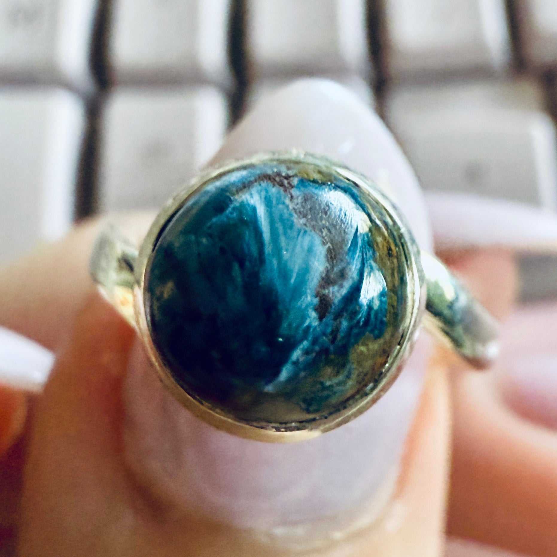 Pietersite Round Ring — Sterling Silver — Size 6