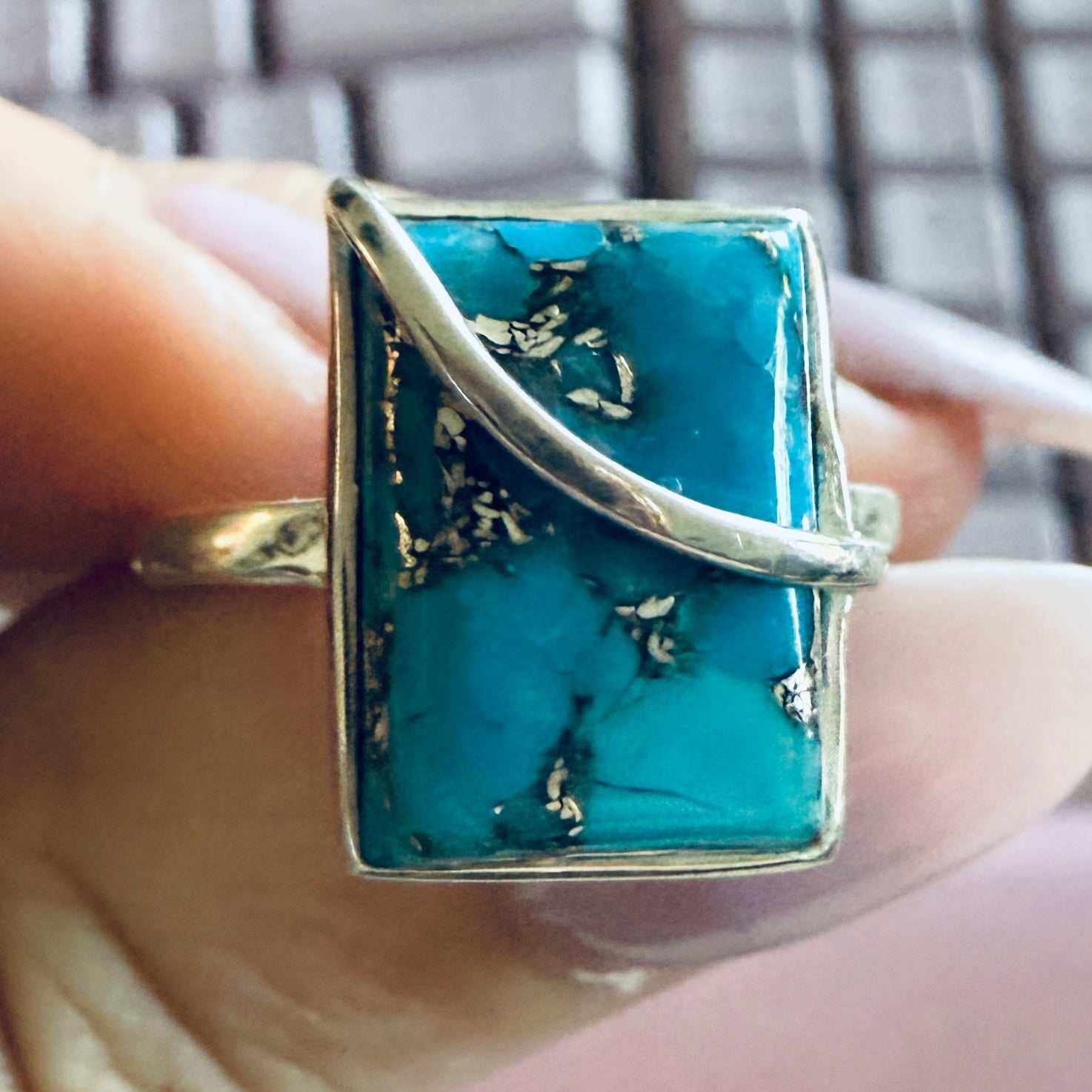 Rectangular Turquoise Ring — Sizes 7 &amp; 9