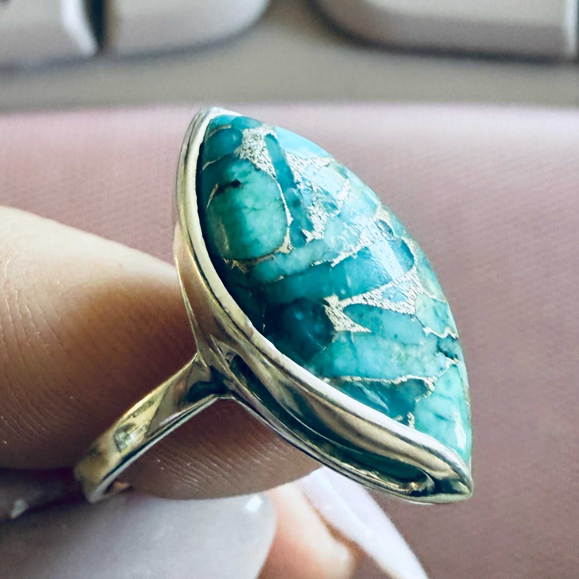 Marquise Turquoise Ring — Sizes 7 and 8
