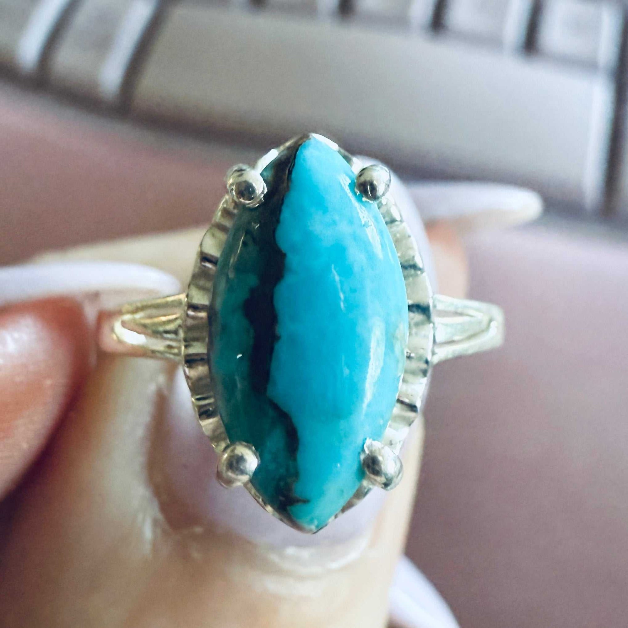 Turquoise Ring — Size 6 (Marquise Cut)