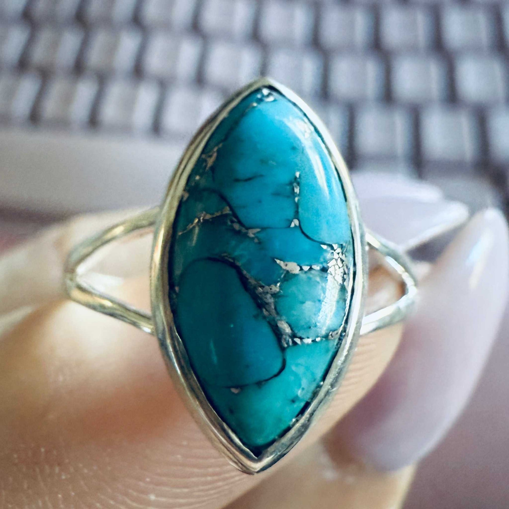 Turquoise Ring — Size 9 (Marquise Cut)