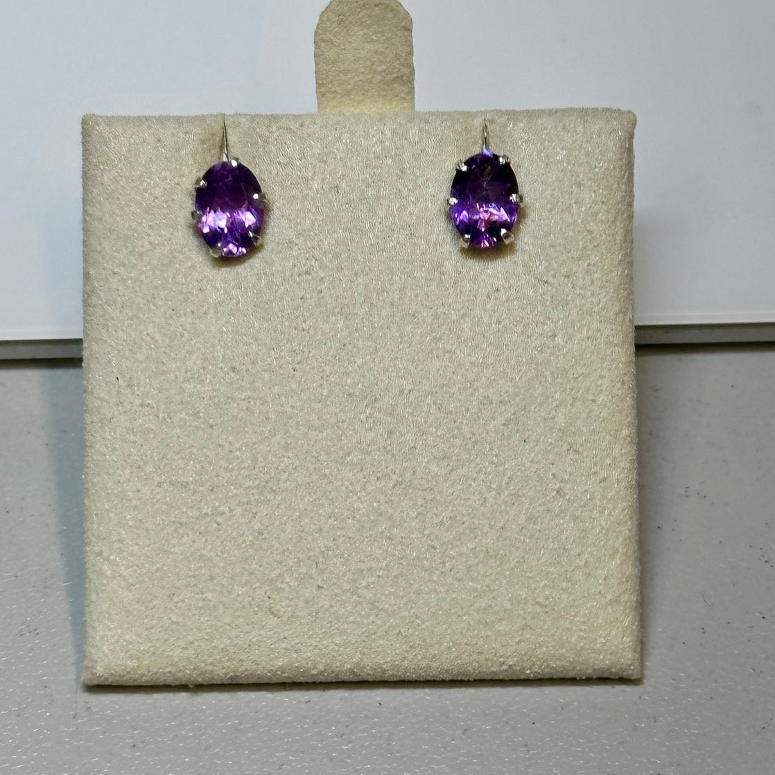 Amethyst Oval Post Earrings – Sterling Silver