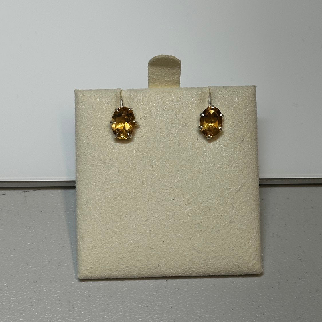 Citrine Oval Post Earrings – Sterling Silver