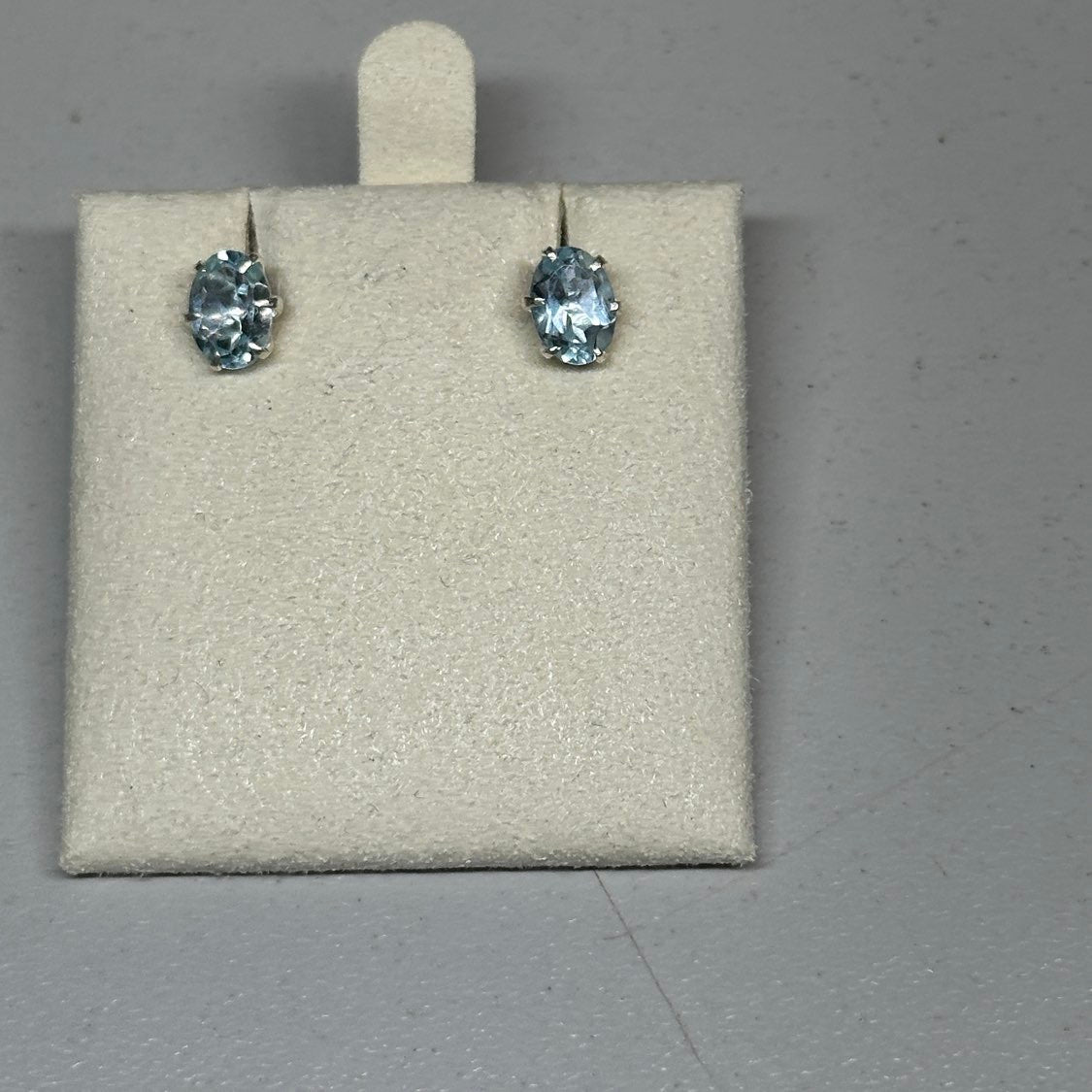 Aquamarine Oval Post Earrings – Sterling Silver